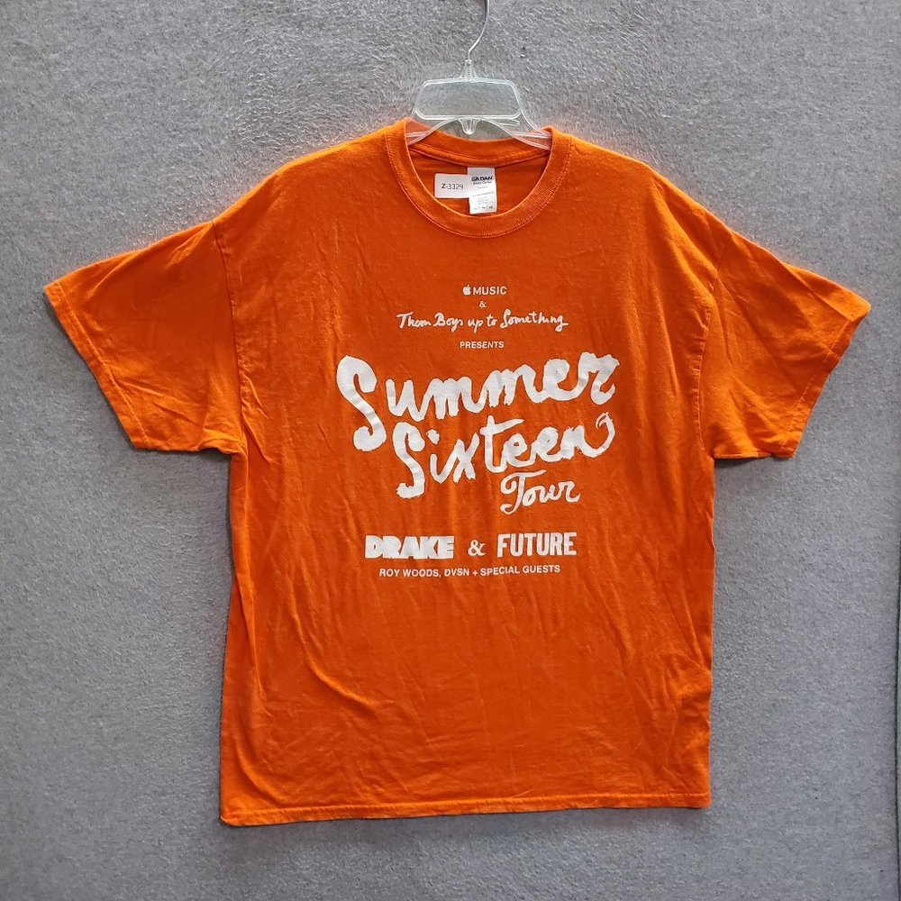 Drake Men Shirt XL Orange‎ Logo Graphic Summer Sixteen Tour Future Adult Tee